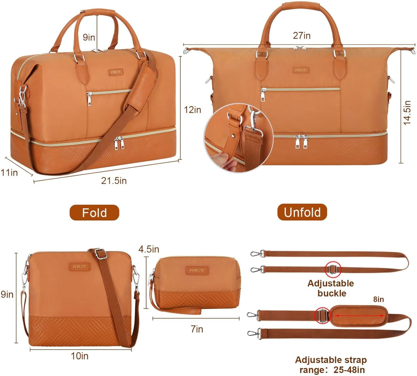 Weekender Bag for Women, Travel Duffel Bag Carry On Overnight Bag with Shoe Compartment Large Nylon Travel Weekend Tote Bag