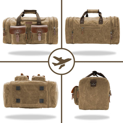Wildroad Waxed Canvas Duffle Bag - 60L Waterproof Weekender Overnight Travel Bag