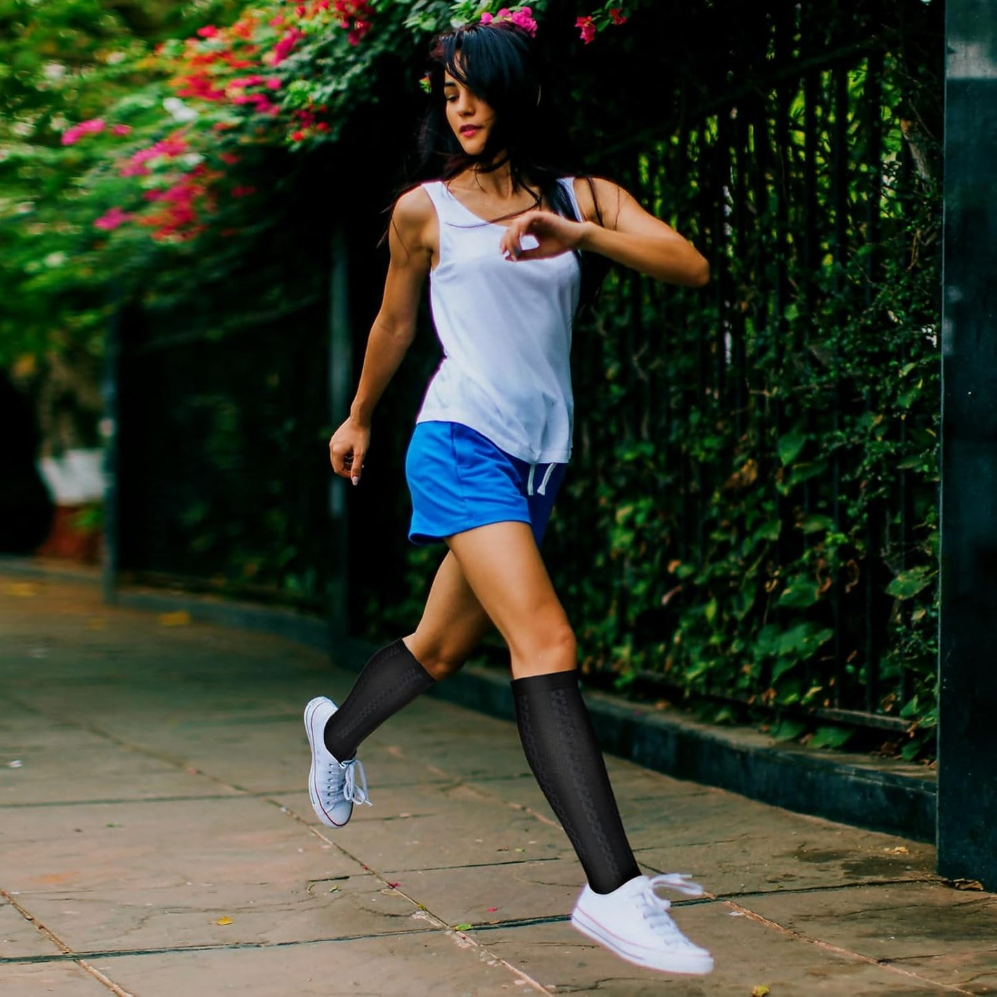 Kickticks 4 Pairs Compression Socks for Woman & Man Unisex 20-30mmHg Knee high Plus Size Wide Calves for Flying Running…