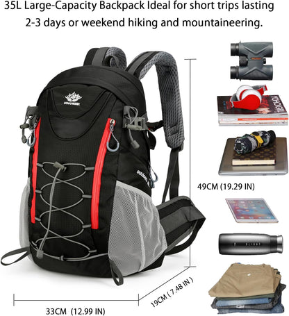 35L Hiking Backpack, Camping Backpack for Adventures, Black