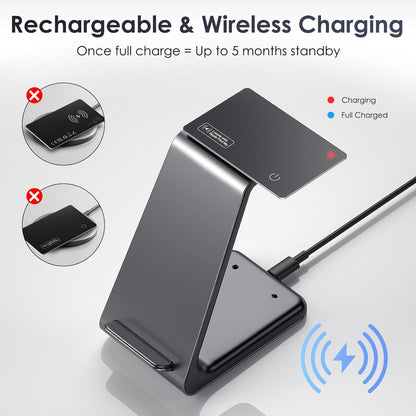 Wallet Tracker Card Air-Tag (iOS Only) - Work with Apple Find My, Bluetooth Tracker Smart Card Wallet Finder, 0.08in Slim, IP68 Waterproof, Item Locator for Luggage Tags, Passports, Purse