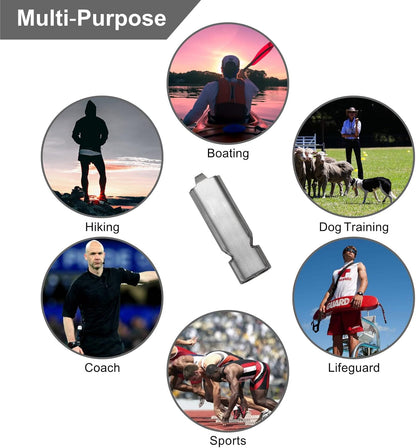 Whistle for Coaches Teachers, Emergency Survival Stainless Steel Whistles 2 Pack with Keychain for Referee Train Hiking Sports Boating Kayak Life Vest Jacket Lifeguard Outdoor Security