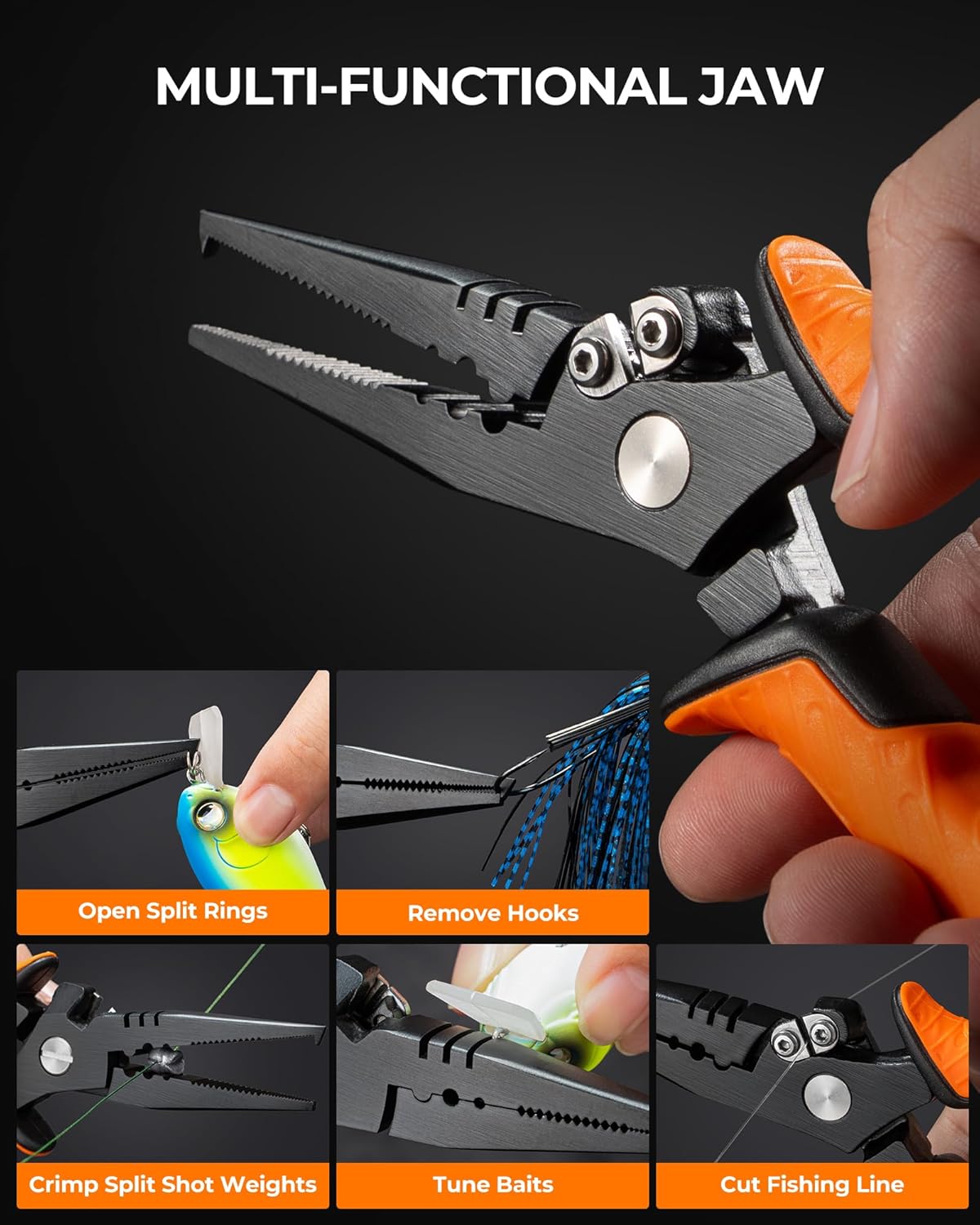 KastKing SteelStream Fishing Tool Set, Fishing Gear - Corrosion Resistant Fishing Pliers, Fillet Knife, Fishing Scissors, Fish Lip Gripper, Multi-Functional Jaw, Fishing Gifts for Men