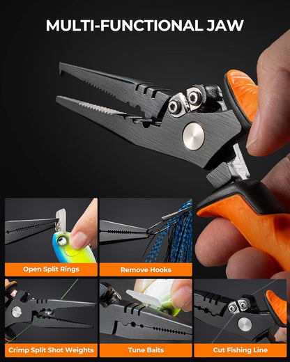 KastKing SteelStream Fishing Tool Set, Fishing Gear - Corrosion Resistant Fishing Pliers, Fillet Knife, Fishing Scissors, Fish Lip Gripper, Multi-Functional Jaw, Fishing Gifts for Men
