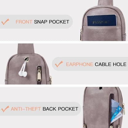 Telena Small Sling Bag for Women Leather Crossbody Fanny Packs Chest Bag for Women