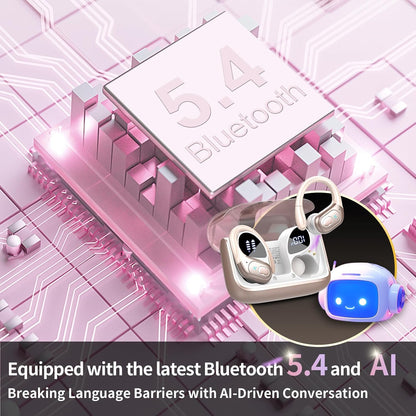 AI Translation Earbuds Real Time, 164 Language Translator Earbud 3-in-1 Bluetooth 5.4 Translator Earbuds with 6 Translation Modes, 75H Translators Headphones with APP for Travel Business, Rose Gold