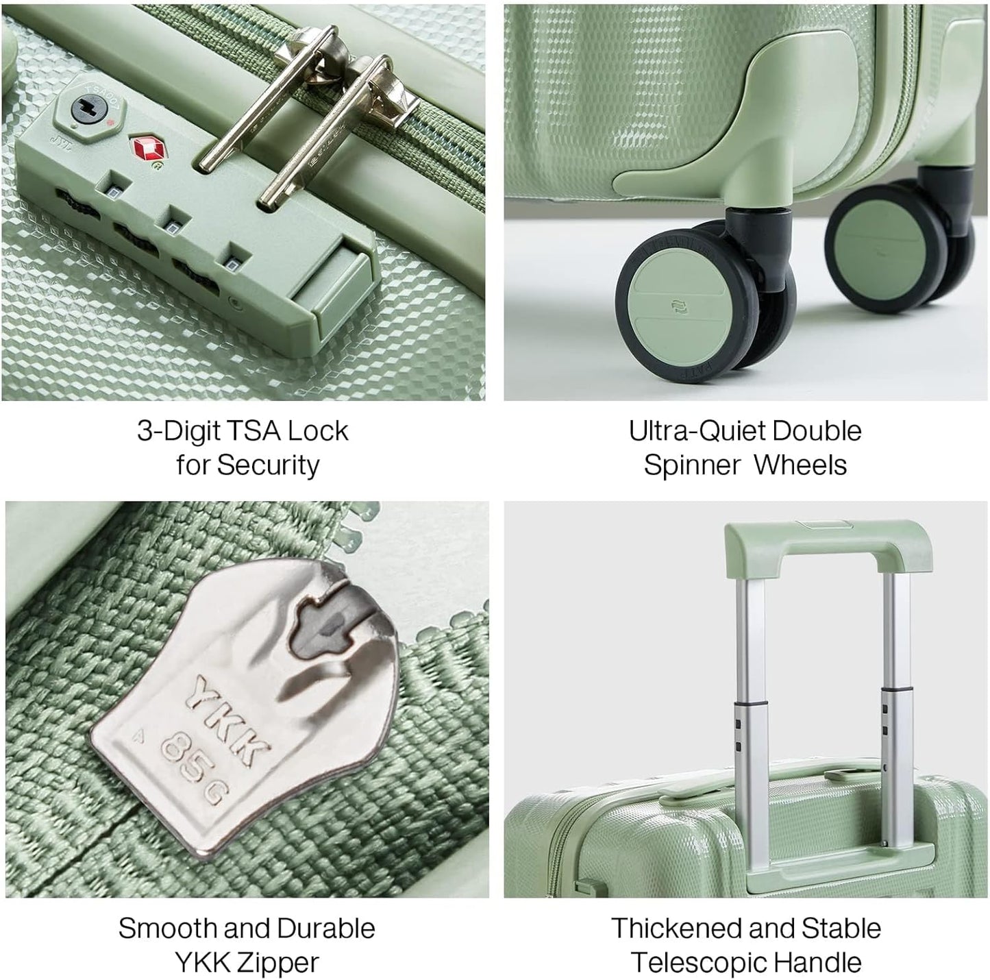 Hanke 29 Inch Luggage Suitcases With Spinner Wheels Lightweight PC hardside Rolling Suitcase With Travel Lock, Checked-Large 29-Inch(Bamboo Green)