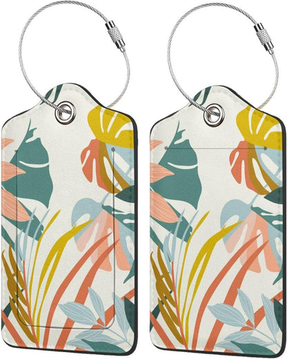 2 Pcs Boho Foliage Botanical Luggage Tag for Suitcases, Cruise Ship Essential Travel Gift for Men Women Couples, Honeymoon Anniversary Travel Boho Decor Bag, Funny Christmas Birthday Gifts