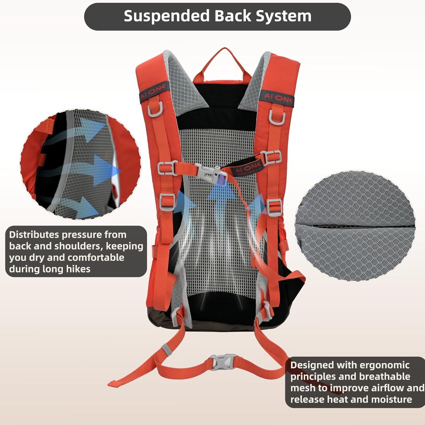 22L Hiking Backpack Lightweight Durable Waterproof Ventilated & Sweat-Wicking Internal Frame Multi-Purpose Daypack for Men & Women, Camping, Hiking, Travel, and Cycling