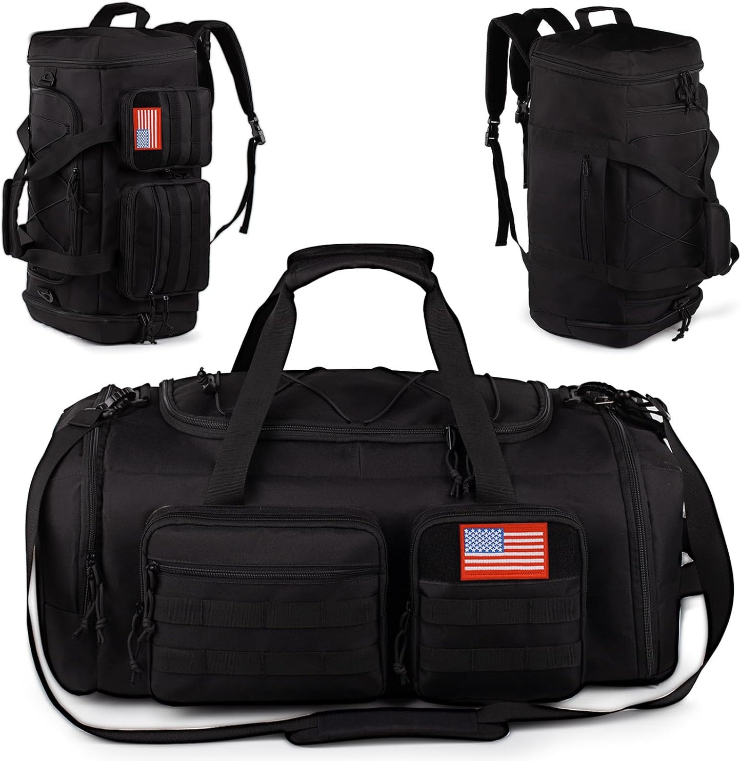 Tactical Gym Bag for Men，70L Large 3 in 1 Sports Duffle Bag with Shoes Compartment for Travel,Water Resistant Travel Backpack Weekender Overnight Bag with Wet Pocket for Women