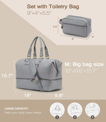 Weekender Bags for Women, Large Travel Duffel Bag with Shoes Compartment, Carry On Overnight Tote Bags with Toiletry Bags, Hospital Bags for Labor and Delivery