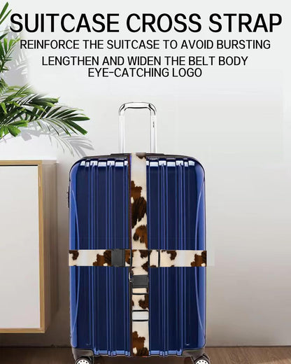 Luggage Straps for Suitcases, Adjustable Travel Belt, Durable Wide Luggage Strap, Cute Suitcase Strap Identifiers with Buckle, Bag Straps for Luggage, Retro Brown Cowhide