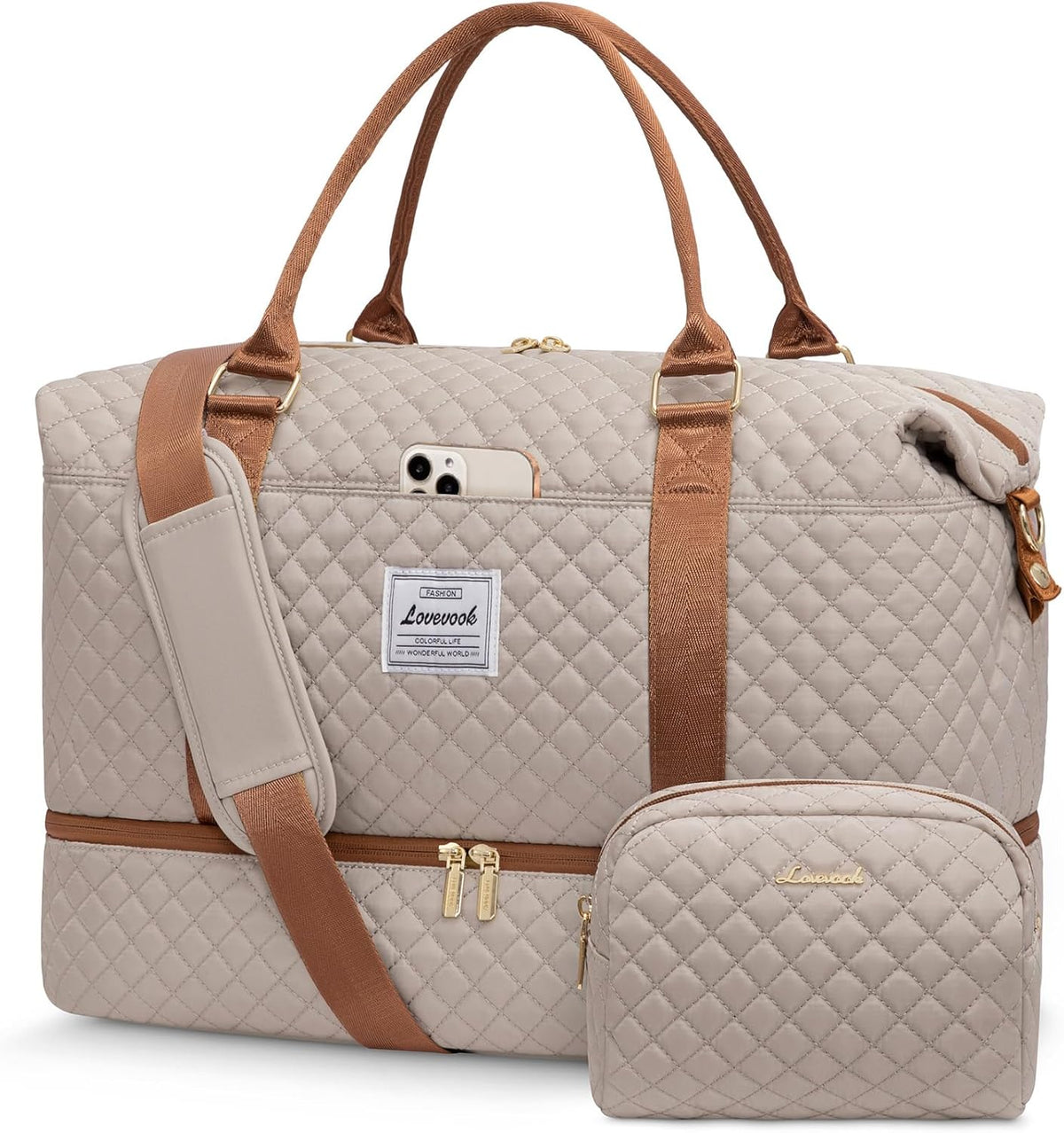 LOVEVOOK Travel Duffle Bag,Weekender Bags for Women with Shoe Compartment，Carry on Overnight Bag with Toiletry Bag,Gym Duffel Bag with Wet Pocket, Hospital Bags for Labor and Delivery