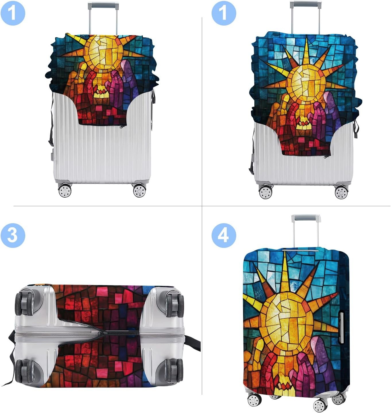 Luggage Cover Washable Suitcase Protector Anti-scratch Suitcase cover Fits 20-34 Inch Luggage (Sun, L(28-30inch suitcase))