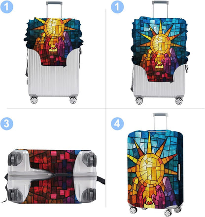 Luggage Cover Washable Suitcase Protector Anti-scratch Suitcase cover Fits 20-34 Inch Luggage (Sun, M(24-26inch suitcase))