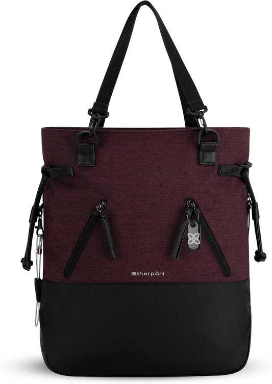 Sherpani Tempest, Anti-Theft Convertible Backpack, Teacher Tote Bag, Travel Backpack for Women, Fits 15 Inch Laptop (No Sleeve) (Merlot)