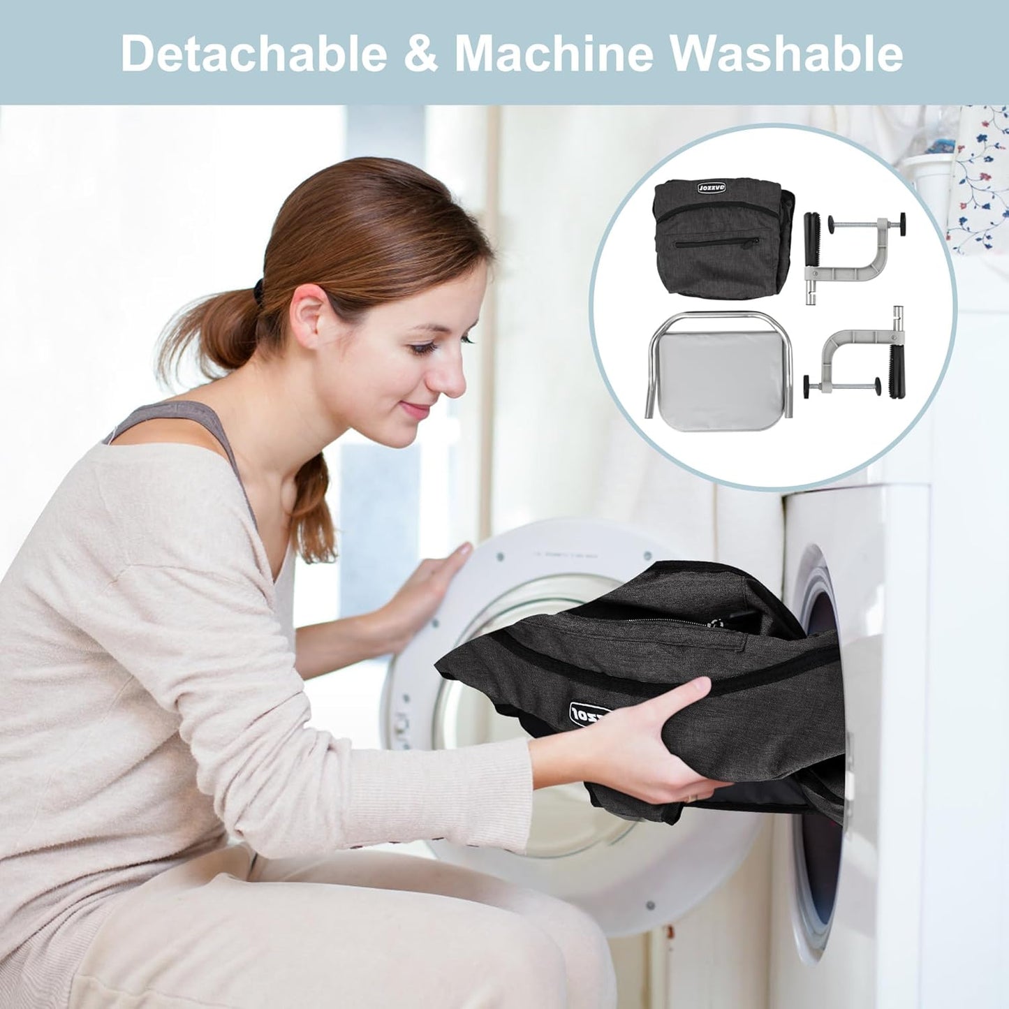 Hook On High Chair, Jozzve Baby High Chair, Portable High Chair for Travel, Foldable Fast Table Chair with Storage Bag, Baby Feeding Seat Clip On High Chair for Home and Travel (Brown)