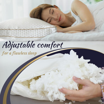 Royal Therapy 4-Pack Queen Memory Foam Pillow, Adjustable Shredded Odor-Free Pillow for Neck & Shoulder Pain Relief, Support for Back, Stomach, Side Sleepers, AirFlowPRO