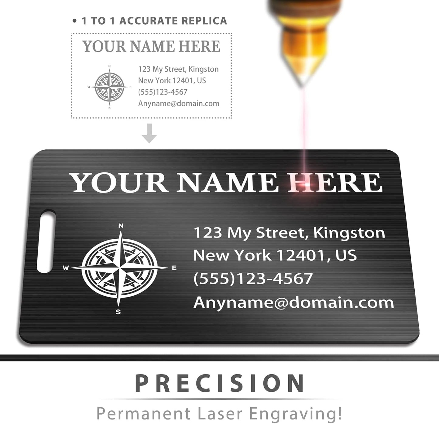 Personalized Luggage Tags for Suitcases (2/4/6/8 Pack) - Custom Engraved Metal Travel Tag, Customizable Pattern/Name/Text for Bags Backpacks Suitcases