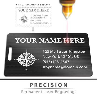 Personalized Luggage Tags for Suitcases (2/4/6/8 Pack) - Custom Engraved Metal Travel Tag, Customizable Pattern/Name/Text for Bags Backpacks Suitcases