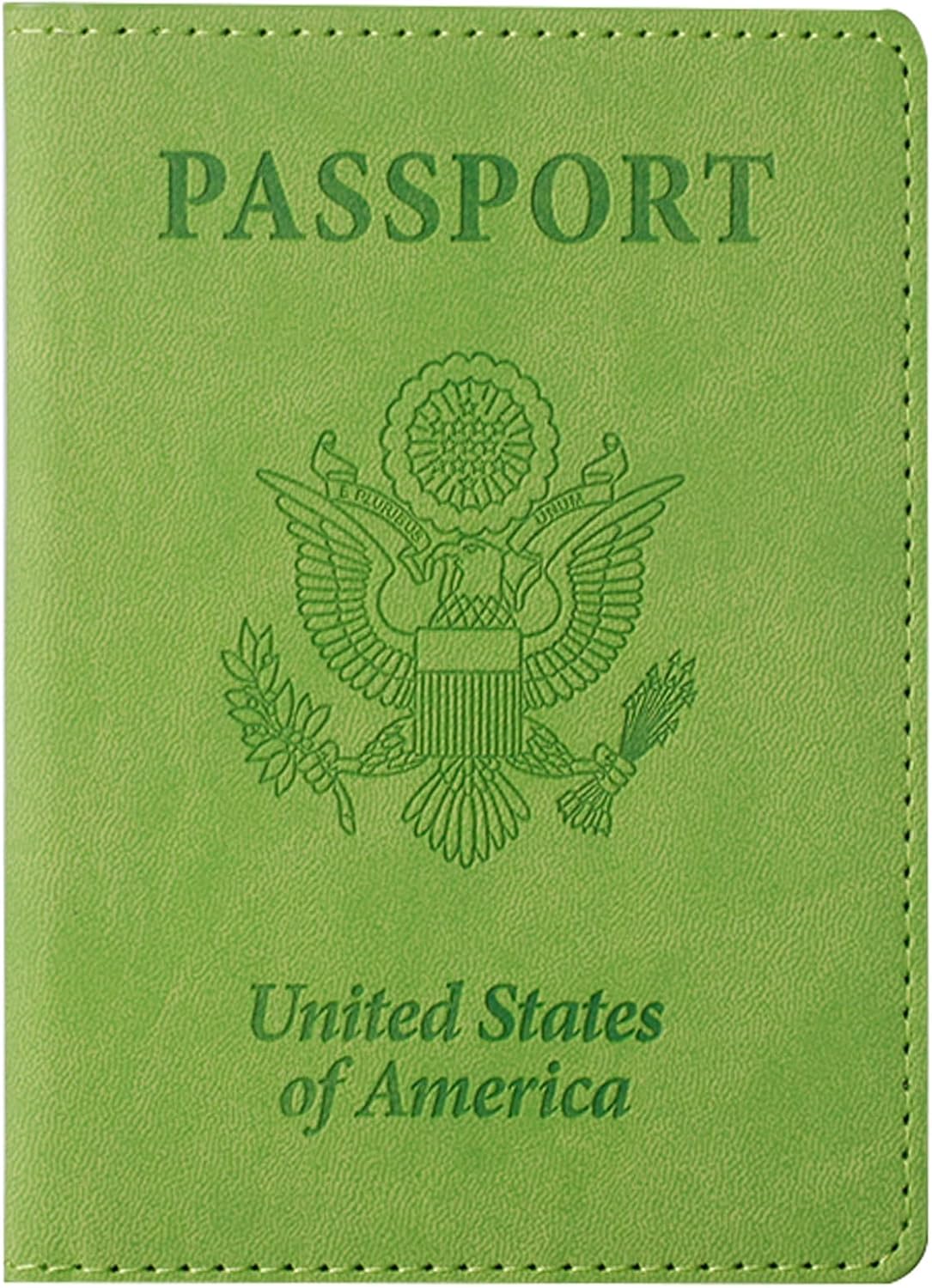 TIGARI Passport Holder for Travel Women Men, PU Leather Passport Wallet Cover Case Sleeve, Waterproof Protected Document Organizer, Family Vacation Plane Cruise Travel Essentials-Green