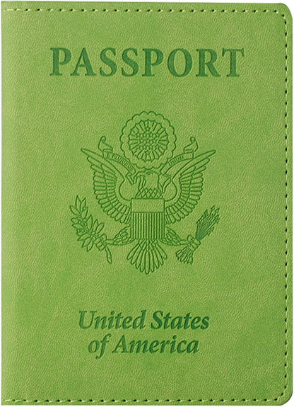 TIGARI Passport Holder for Travel Women Men, PU Leather Passport Wallet Cover Case Sleeve, Waterproof Protected Document Organizer, Family Vacation Plane Cruise Travel Essentials-Green