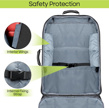 Padded Car Seat Travel Bag for Airplane, Heavy Duty Backpack for Air Travel, Water-Resistant Carrier with Shoulder Strap, Fits Most Car Seats (Black)