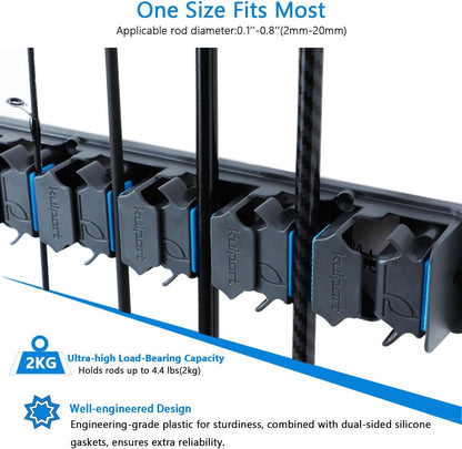 Fishing Rod Holder, Wall-Mounted Fishing Rod Rack, Vertical Fishing Pole Holder Holds Up to 9 Rods or Combos, Fishing Rod Rack for Garage Organization System & Fits Most Rods