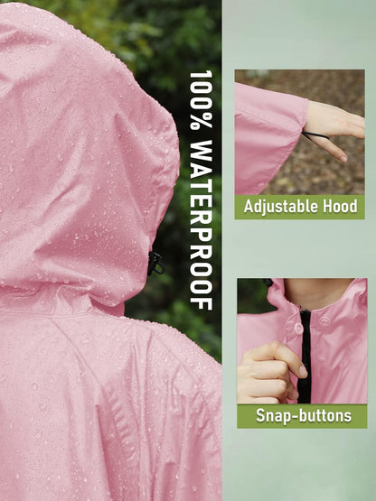 SaphiRose Unisex Rain Poncho Hooded Waterproof Raincoat for Adults Women
