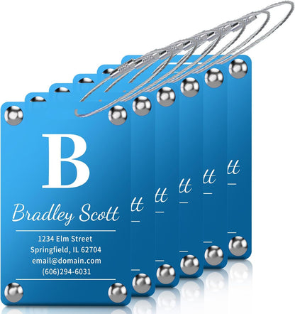 6 Pack Personalized Luggage Tags for Suitcases, Handmade Engraved Stainless Steel Custom Luggage Tags for Cruise Travel with Stainless Loop, Suitcase Identifier Metal Name Baggage Tag