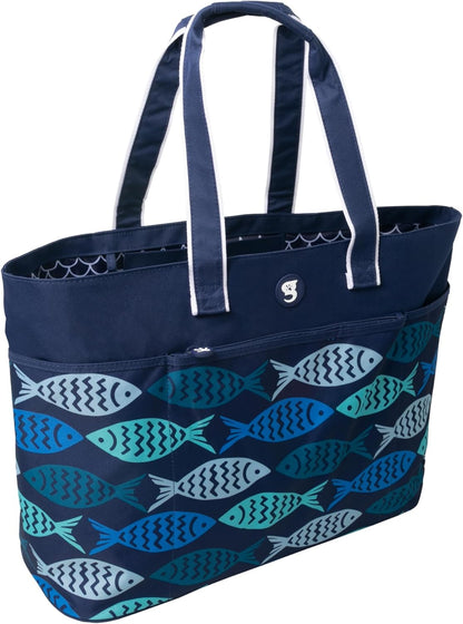geckobrands Oversized Beach Tote – Large and Stylish Beach Bag with 4 Exterior Pockets and Zippered Internal Compartment