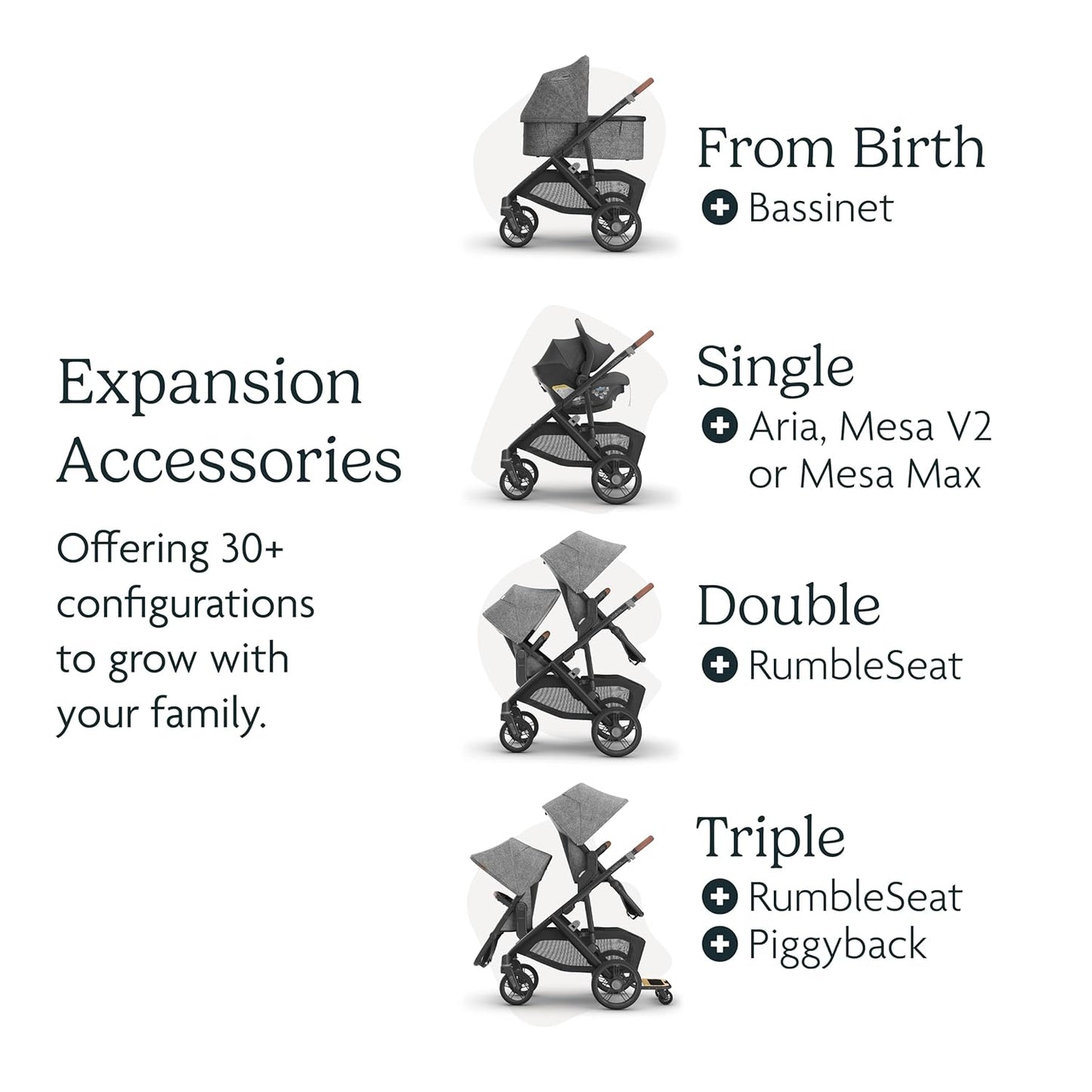 UPPAbaby Vista V3 Stroller - Full-Size Single-to-Double Stroller System - Toddler Seat, Bug Shield, Rain Shield, and Storage Bag Included - Declan (Oat Mélange/Silver Frame/Chestnut Leather)