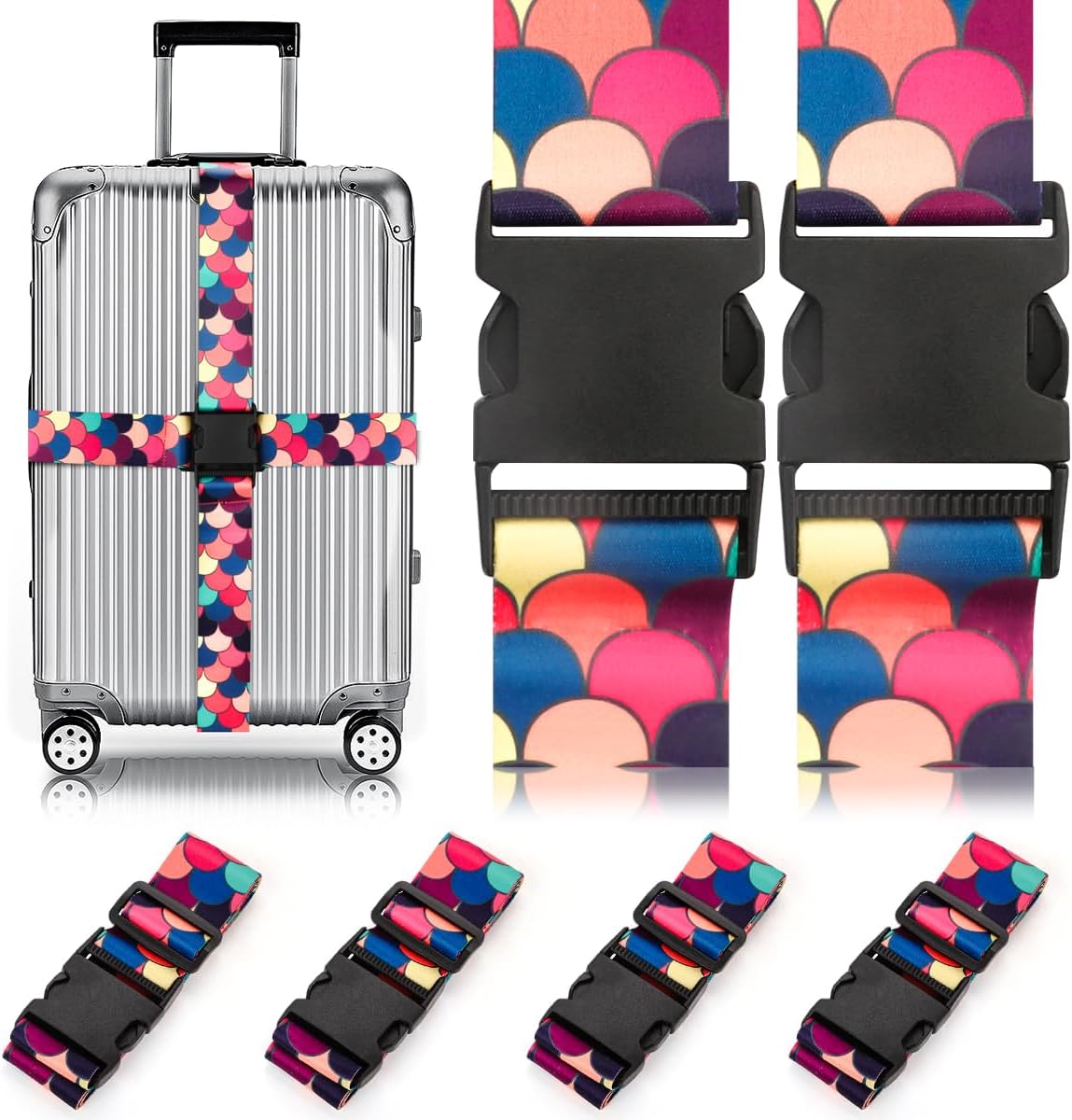 Adjustable Travel Luggage Strap Suitcase Belt Travel Bag Accessories 1.96 in W x 6.23 ft L