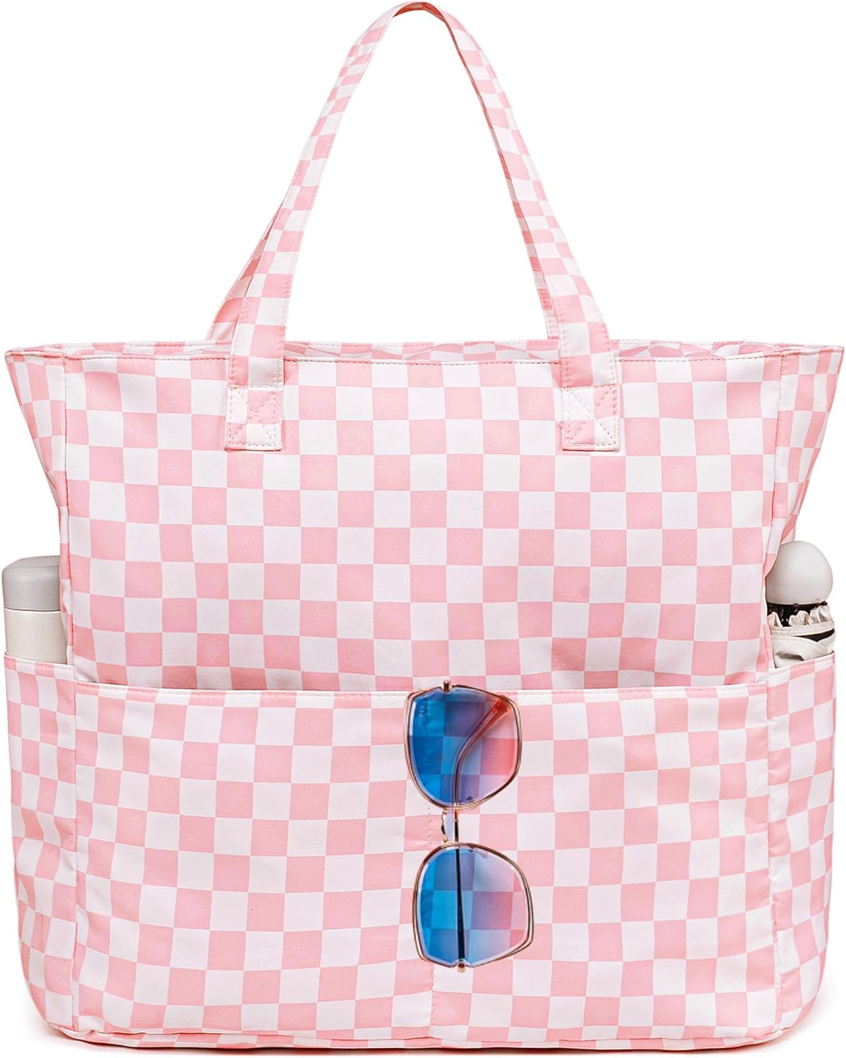 LEDAOU Large Beach Tote Bag Women Waterproof Sandproof Zipper Beach Tote Bag for Pool Gym Grocery Travel with Wet Pocket