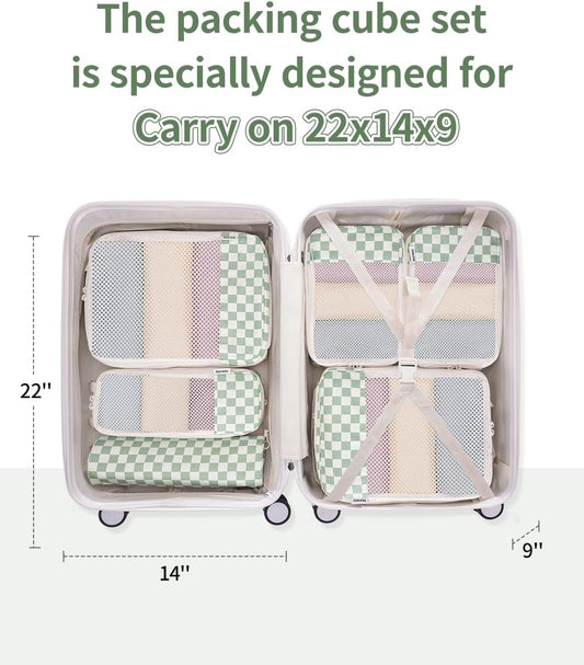 Narwey 6 Set Compression Packing Cubes for Travel Kids Women Carry on, Packing Organizers Bag for Backpack Luggage Suitcase Duffle Bags