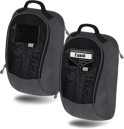 Shoe Bag Golf Travel Soccer Gym Sport with Side Accessory Outside Pocket for Socks Shoe Pouch Portable Large Shoe Storage Bag for Packing Zippered (all grey)