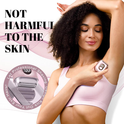 Cordless Electric Shaver for Women: Mini Electric Razors with LED Display - Rechargeable Bikini Trimmer - IPX7 Waterproof Wet Dry Face Razor for Body Pubic Leg (Pink)