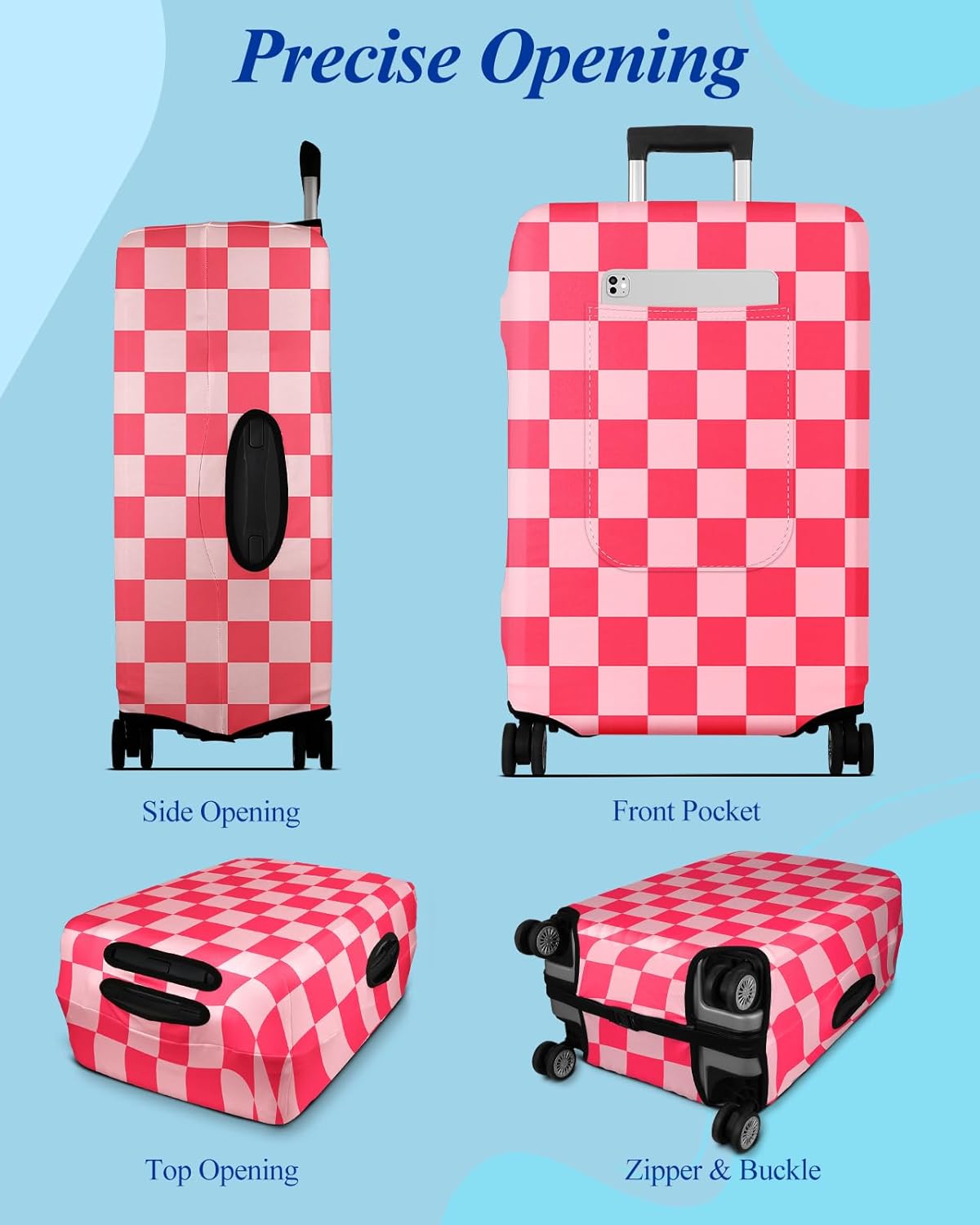 Slohif Luggage Cover for Suitcase Tsa Approved Protector - Luggage Sleeve Large Suit Case Cover Travel Stretch Baggage Case Protective Washable Fit 31-32 Inch Checkered XL