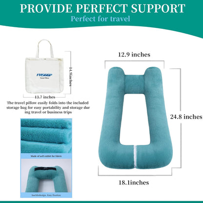 Travel Pillow Upgraded Version of Aircraft Travel Neck Pillow with Storage Bag, Sleep Pillows for Travel by Train, Car, or Plane, Supporting The Head and Body, Travel Pillow for Kids