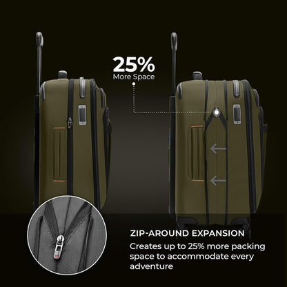 Briggs & Riley International 21" Carry On Expandable Spinner - Luggage for Travel, Suitcases with Wheels, Softside Rolling Bag for Men & Women - ZDX Collection, Hunter