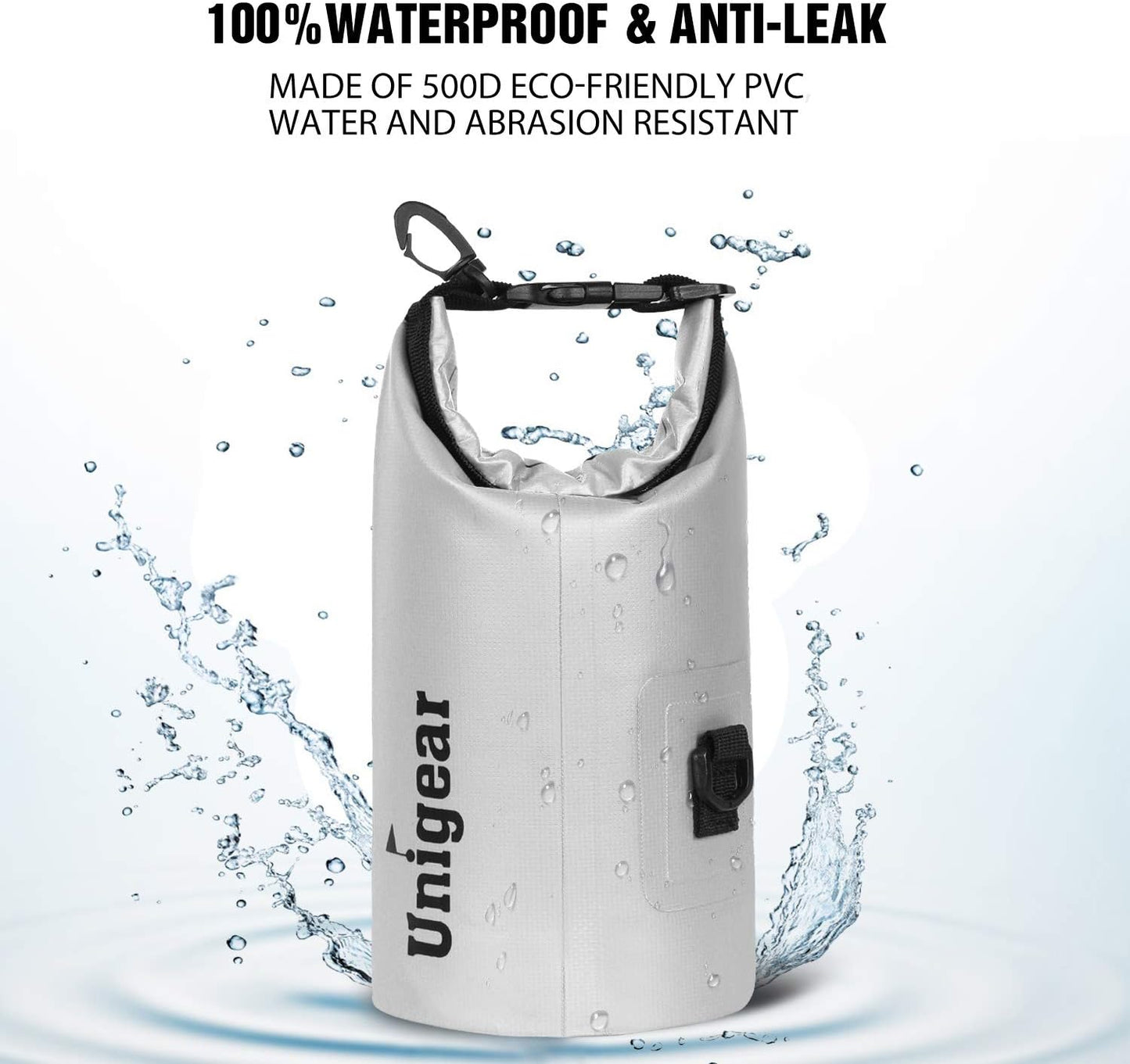 Unigear Dry Bag Waterproof, 2L/5L/10L/20L/30L/40L Floating and Lightweight Bags for Kayaking, Boating, Fishing, Swimming and Camping with Waterproof Phone Case
