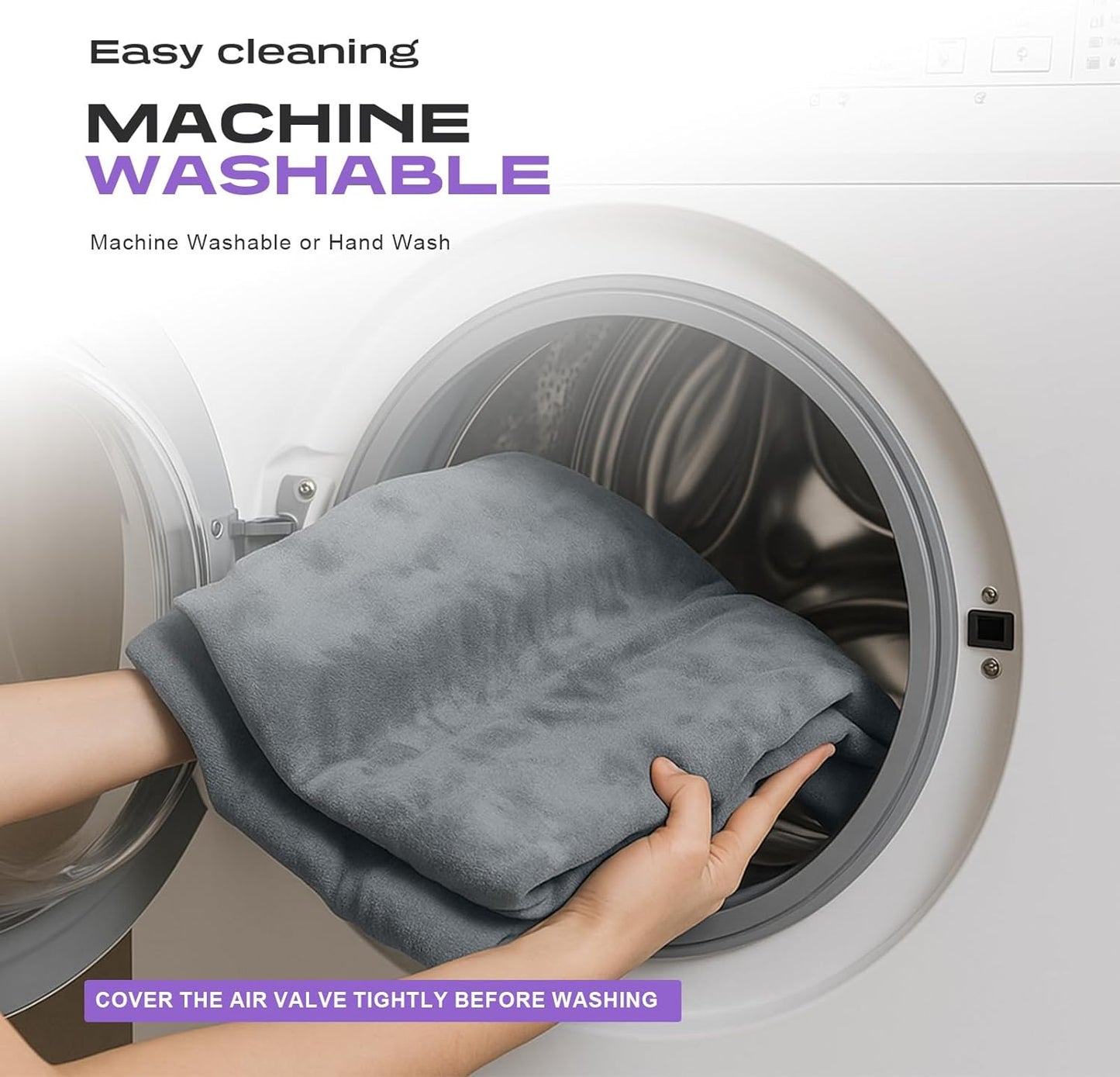 ETROL Inflatable Body Pillow for Adults, 35-inch Long Pillows for Bed, Bolster Pregnancy Pillows for Sleeping, Inflatable Travel Full Body Pillow, Hug Round Pillow for Side Sleeper, Soft Velvet, Grey