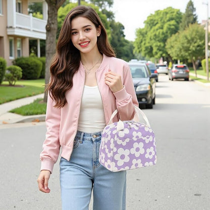 Bluboon Lunch Bag for Women Men Cute Corduroy Lunch Tote Bags Reusable - Image 2
