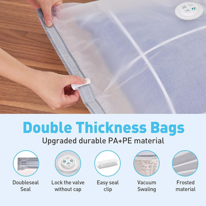 25 Pack Vacuum Storage Bags, Vacuum Sealed Storage Bags (3Jumbo/4Large/6Medium/6Small/6Roll), Space Saver Bag for Clothes, Blanket, Duvets, Pillows, Bedding,Comforters, Travel (Air Pump Not Included)