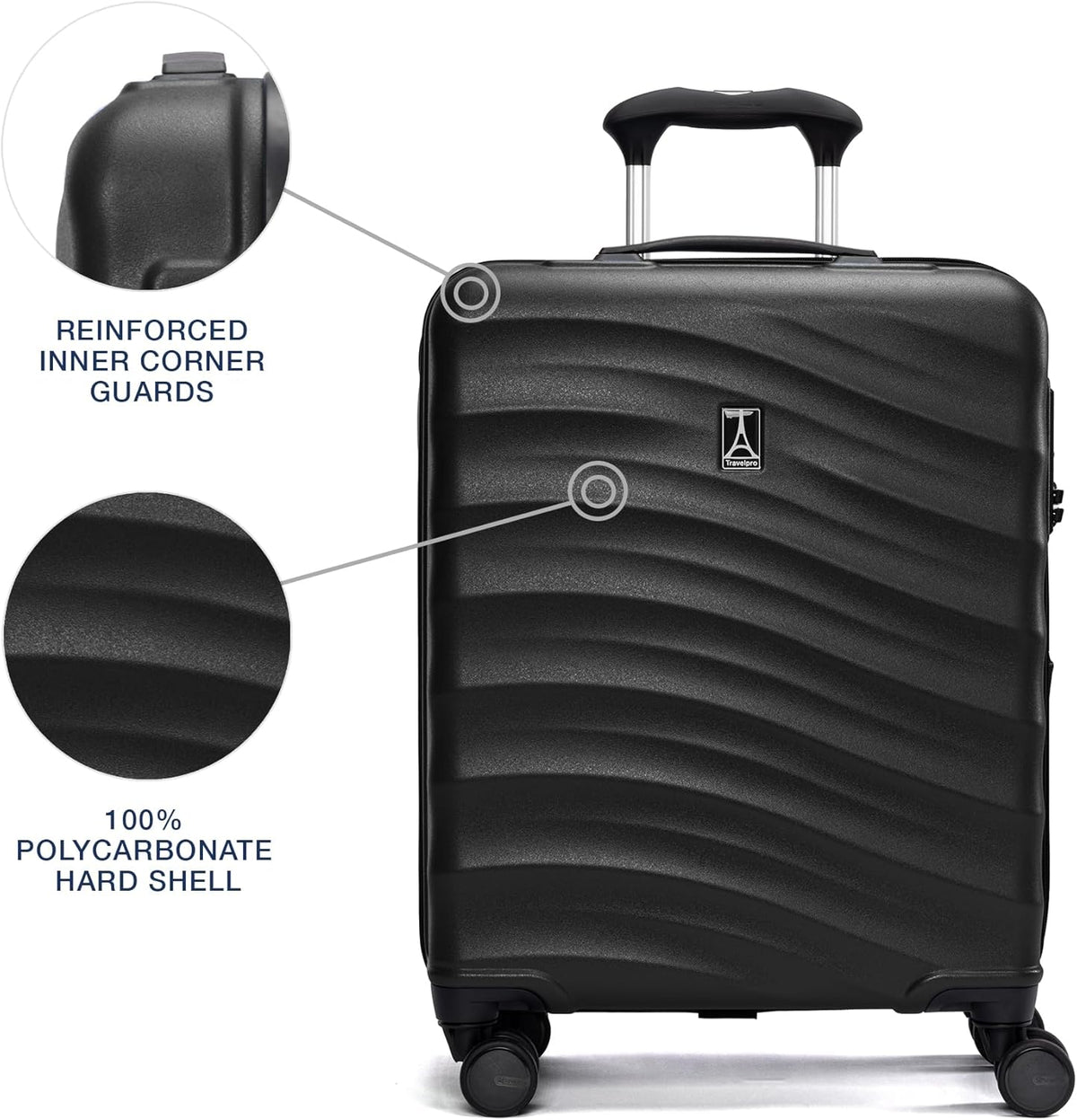 Travelpro Maxlite Air V2 Hardside Expandable Carry on Luggage, 8 Spinner Wheels, Lightweight Hard Shell Suitcase, TSA lock, Black, International Carry On 18-Inch
