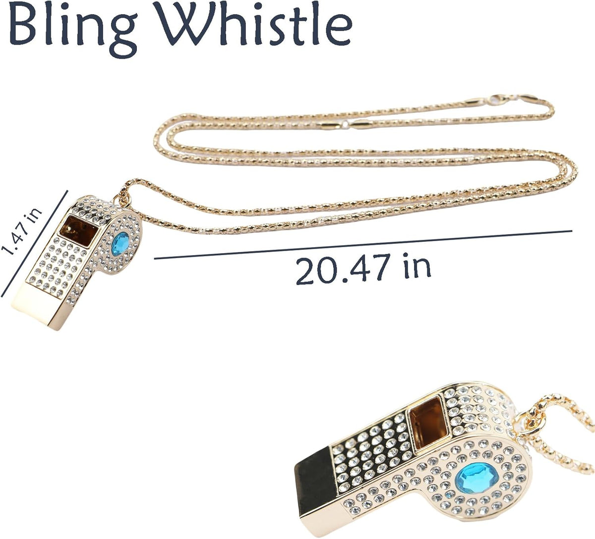 Whistle,Rhinestone Sports Whistle with Keychain for Coach/Referee/Training/Lifeguard/Teachers(Gold)