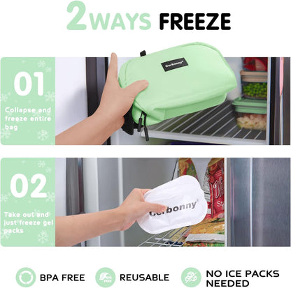 Small Cooler Bag Freezable Lunch Bag for Work School Travel,Leak-proof Small Lunch Bag,Small Insulated Bag For Kids/Adults,Freezer Lunch Bags,Freezable Snack Bag,Mini Lunch Bag 9.8x5.5x4 inches