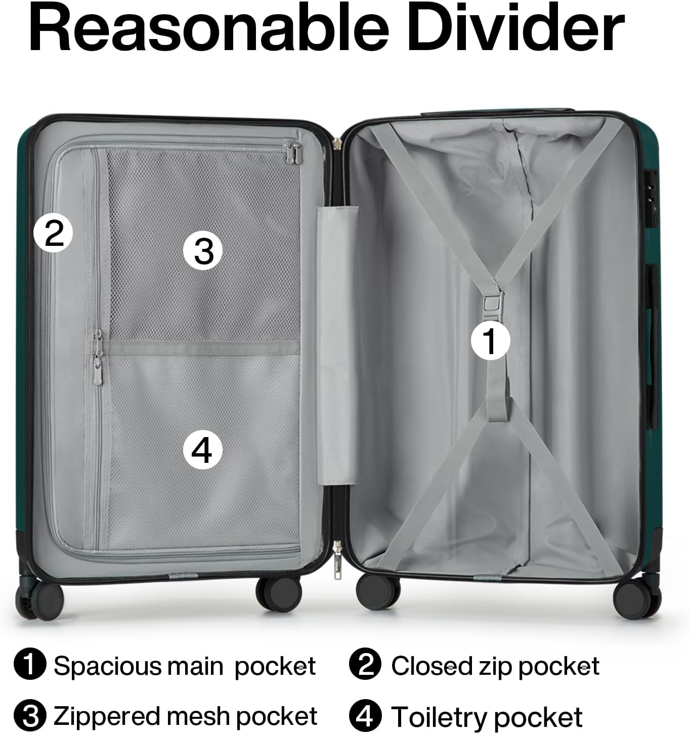 Hanke 29 Inch Luggage Suitcases With Spinner Wheels Lightweight PC hardside Rolling Suitcase With Travel Lock, Checked-Large 29-Inch(Blackish Green)