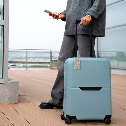 2 Pack Luggage Tag for Suitcase, Cute Unique Leather Suitcase Tags Identifiers with Privacy Name Address Labels & Durable Steel Loop for Women Men Travel