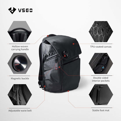 VSGO 25L Professional Camera Backpack, Extra Large Capacity, Travel & Commuting Backpack,Compatible with Canon, Fujifilm, Nikon, 17.3-Inch Laptops